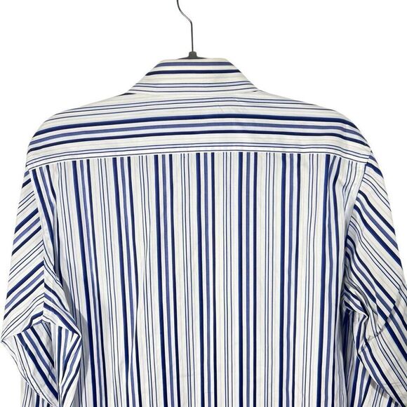 ETRO Men’s Button Down Shirt Stripe Collar in White & Blue Long Sleeve Size 39IT - Picture 13 of 13